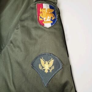 Vietnam War US Army Military OD Green Overcoat Trench Coat w Liner Patches Small